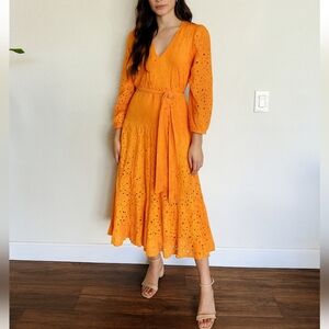ZARA Elegant Orange Eyelet Dress MEDIUM